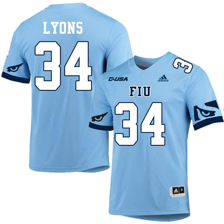 #34 Devonte Lyons FIU Jersey, Florida International University Panthers Football Jersey-Light Blue